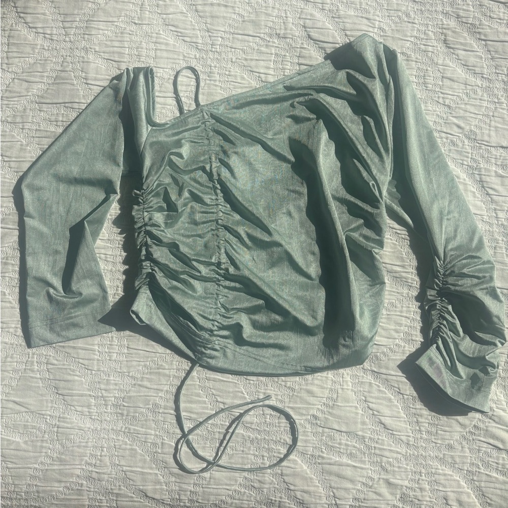 Green Ruched Long Sleeve Top